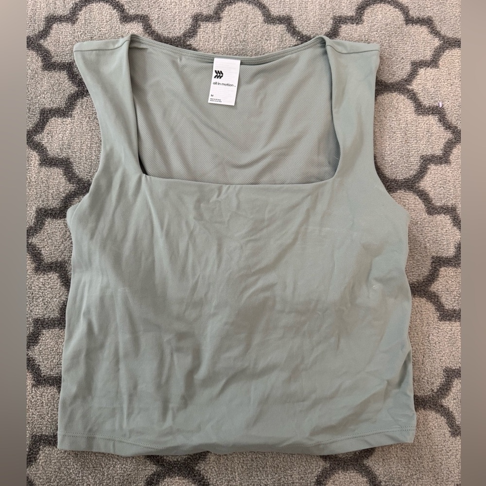 Square Neck cropped Tank Top in Sage Green